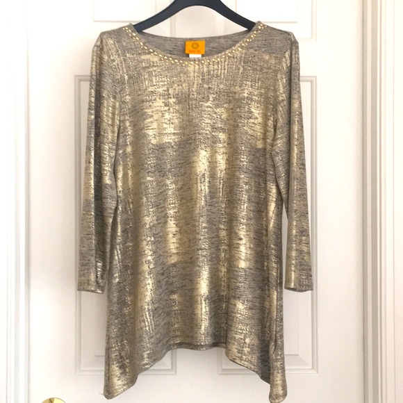 Ruby Rd. Tops - Ruby Rd. Women’s Top S Gold Uneven Length Party Special Occasion Blouse NWOT